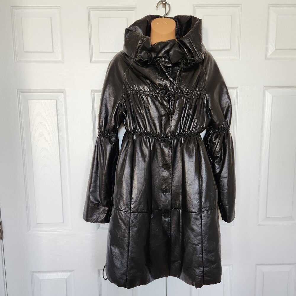 VESPUCCI SOFT LEATHER BLACK COAT OVERSIZE STYLE SIZE M